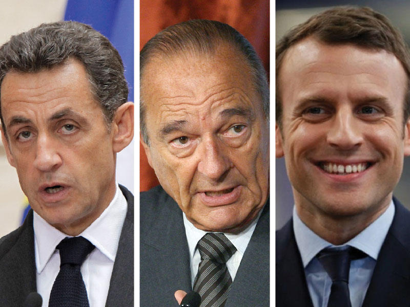 إيمانويل ماكرون - جاك شيراك - نيكولا ساركوزي