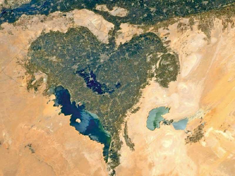 صورة محافظة الفيوم المصرية من الفضاء