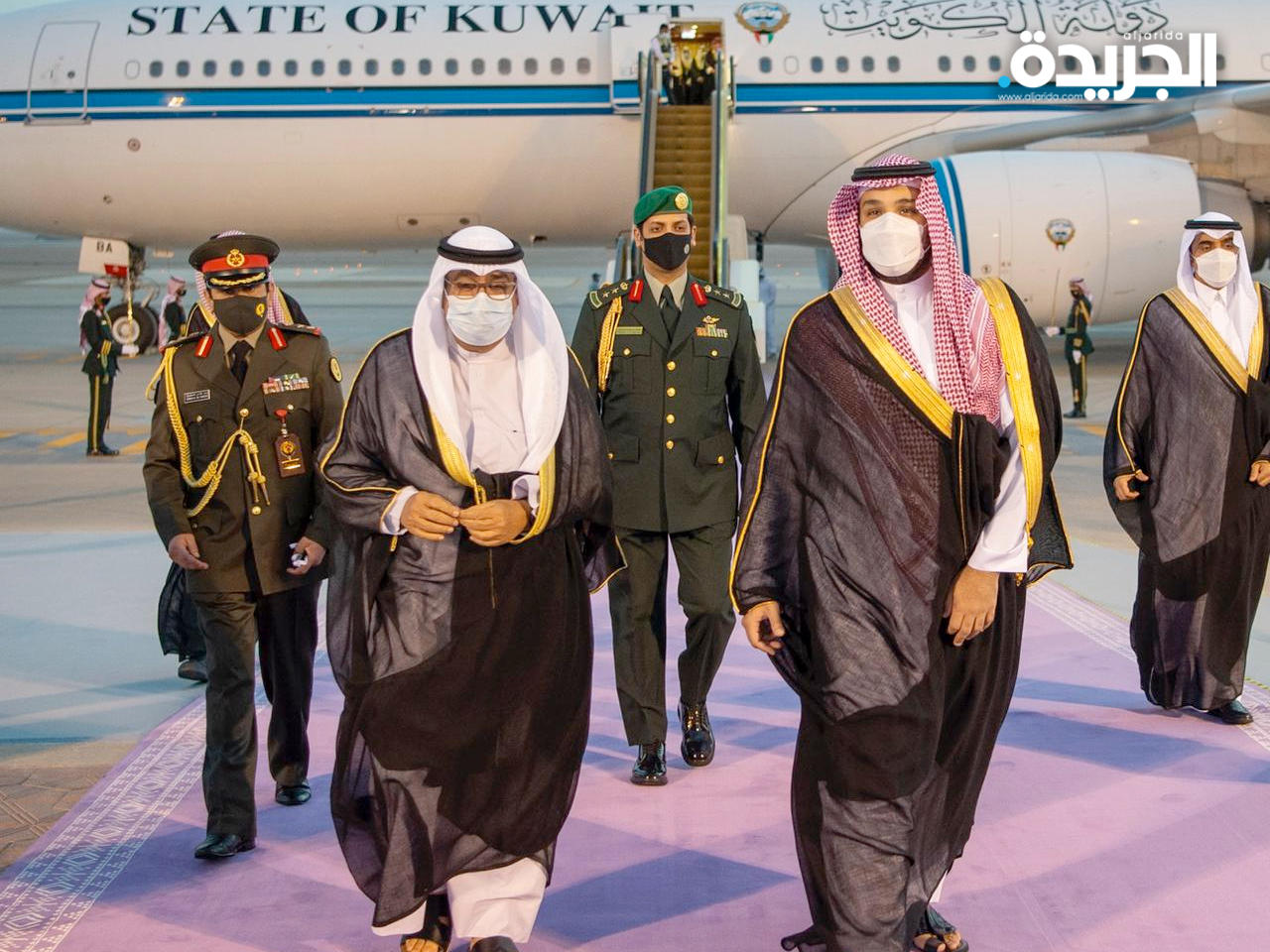 الأمير محمد بن سلمان مستقبلاً سمو ولي العهد الشيخ مشعل الأحمد الجابر الصباح