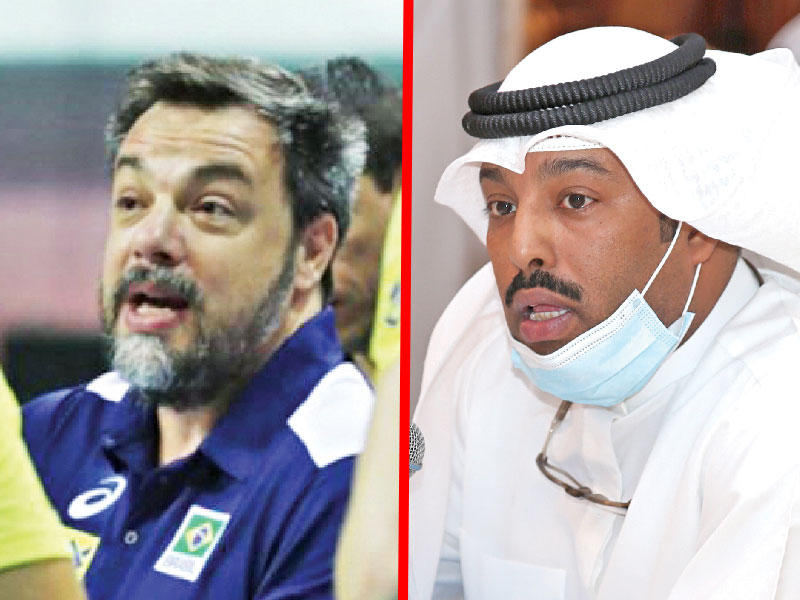 مدير لعبة الكرة الطائرة في نادي كاظمة خالد البحوه -مدرب منتخب البرازيل للشباب للكرة الطائرة فابيانو ريبيرو