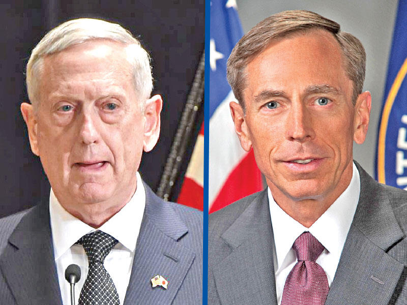 الجنرالان ديفيد باتريوس من الجيش الأميركي وجيمس ماتيس من القوات البحرية الأميركية