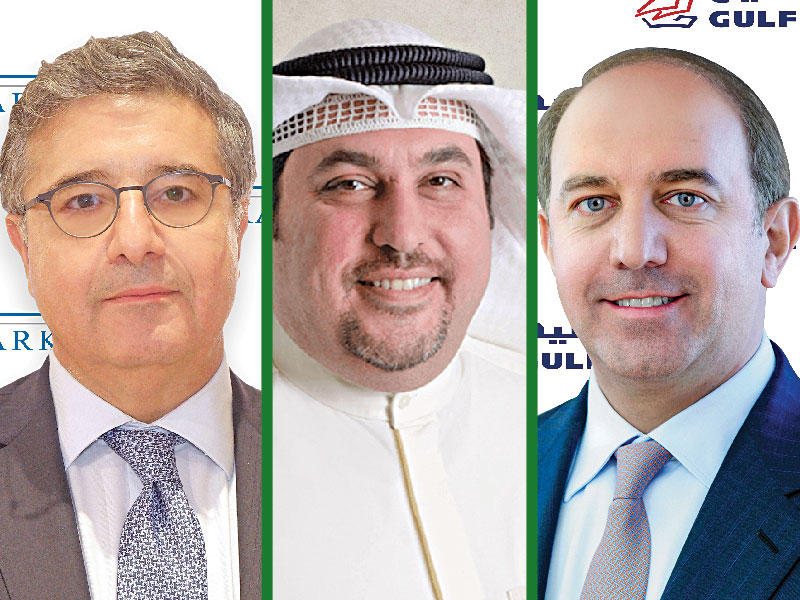 الرئيس التنفيذي لـبنك الخليج أنطوان ضاهر - الرئيس التنفيذي لـ«كامكو إنفست» فيصل صرخوه  - الرئيس التنفيذي لـشركة المركز المالي الكويتي علي خليل
