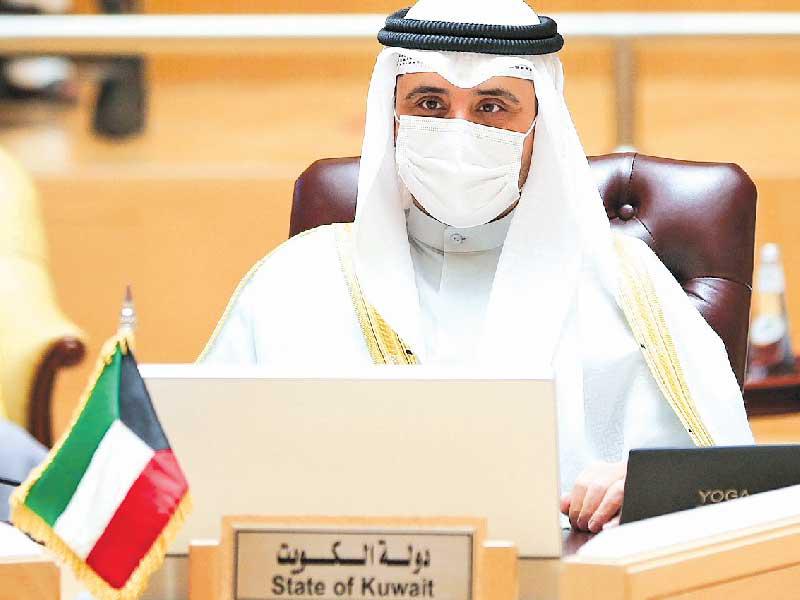  وزير الخارجية وزير الدولة لشؤون مجلس الوزراء الشيخ د. أحمد الناصر مترئساً وفد الكويت خلال الاجتماع أمس