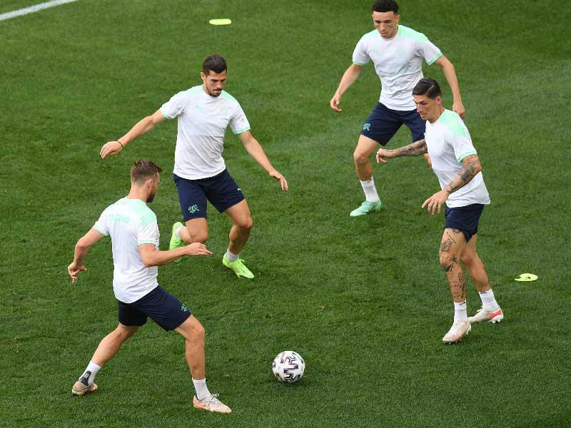 جانب من تدريبات المنتخب السويسري