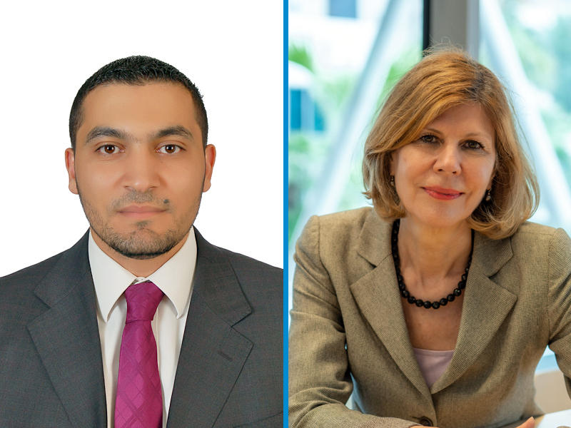  رئيسة الجامعة الأمريكية في الكويت د. روضة عواد -  المدير المؤسس لمكتب البحوث والمنح إياد أبو دوش