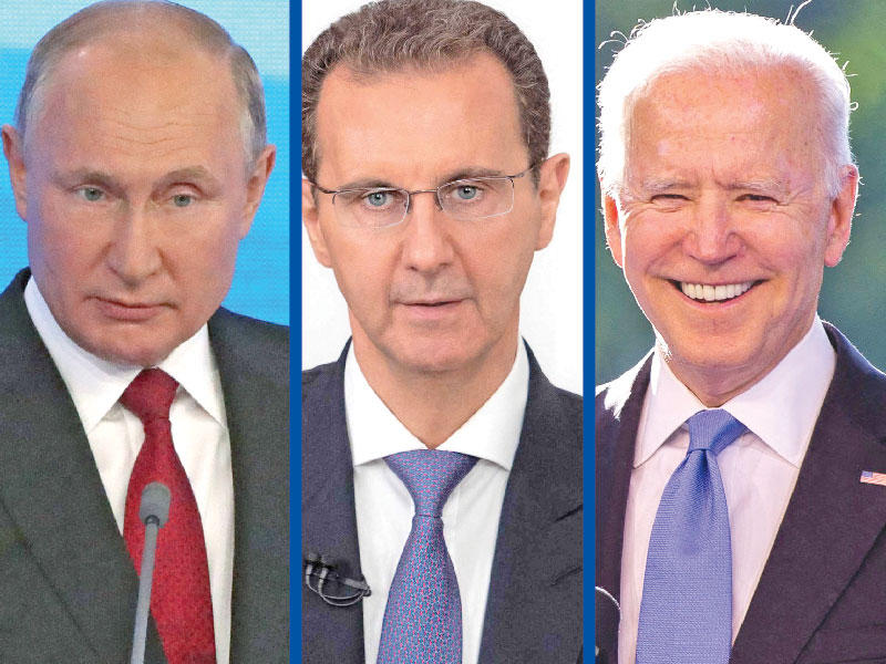 جو بايدن - بشار الأسد - فلاديمير بوتين