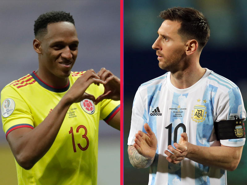 نجم المنتخب الارجنتيني ليونيل ميسي  - نجم المنتخب الكولومبي مينا