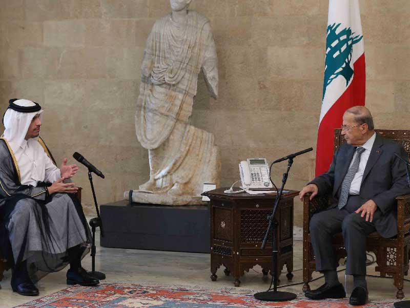 وزير الخارجية القطري الشيخ محمد بن عبد الرحمن آل ثاني يلتقي بالرئيس اللبناني ميشال عون