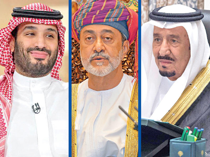 الملك سلمان  في آخر اجتماع للحكومة السعودية - صورة رسمية للسلطان هيثم وزعتها وكالة الأنباء العمانية - محمد بن سلمان في آخر مقابلة تلفزيونية