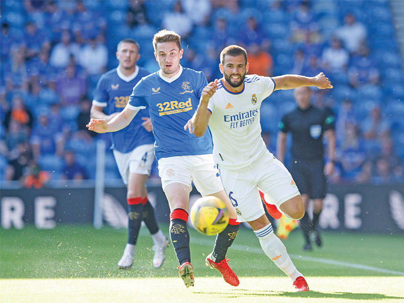 جانب من مباراة ريال مدريد ورينغرز الاسكتلندي