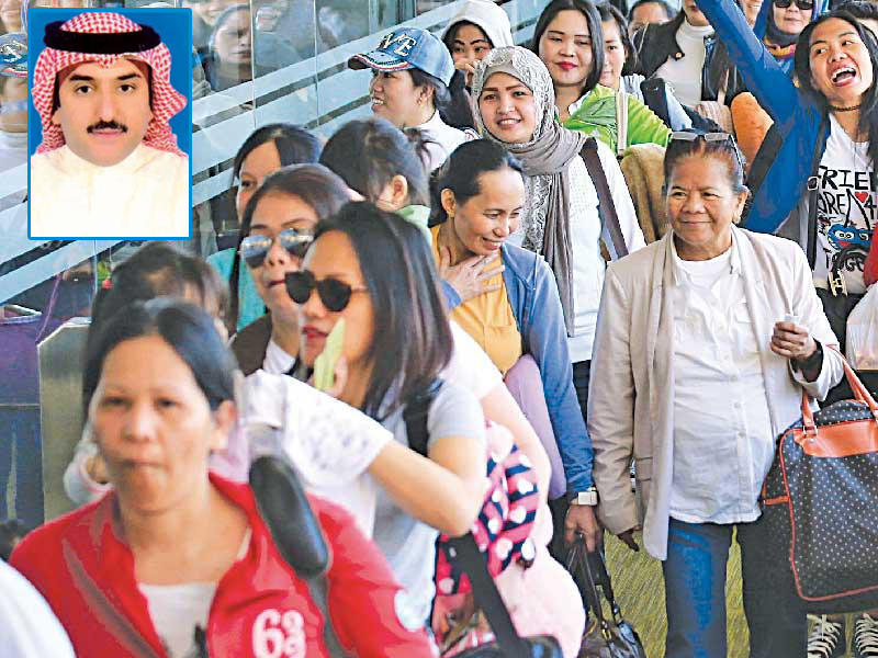 العمالة المنزلية ويظهر في الإطار  رئيس اللجنة التطوعية لدراسة أوضاع العمالة المنزلية في البلاد بسام الشمري