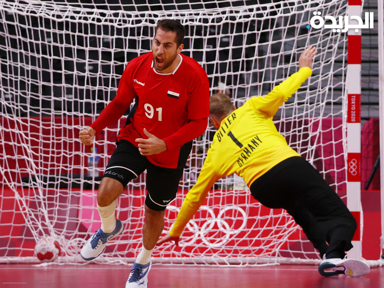 فرحة المصري محمد سند بتسجيله أحد الأهداف