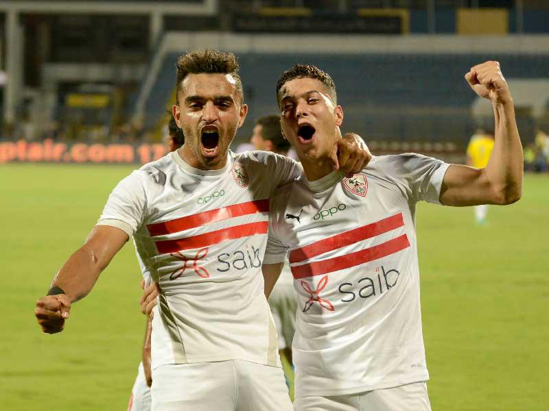 احتفال لاعبي الزمالك بهدفي المباراة ضد الإسماعيلي