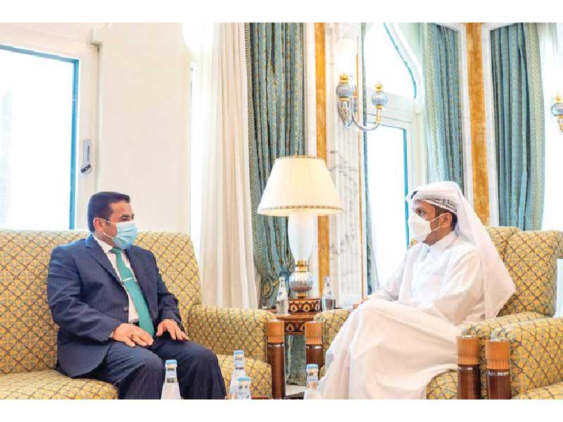 مستشار الأمن القومي في العراق قاسم الأعرجي مع أمير قطر تميم بن حمد