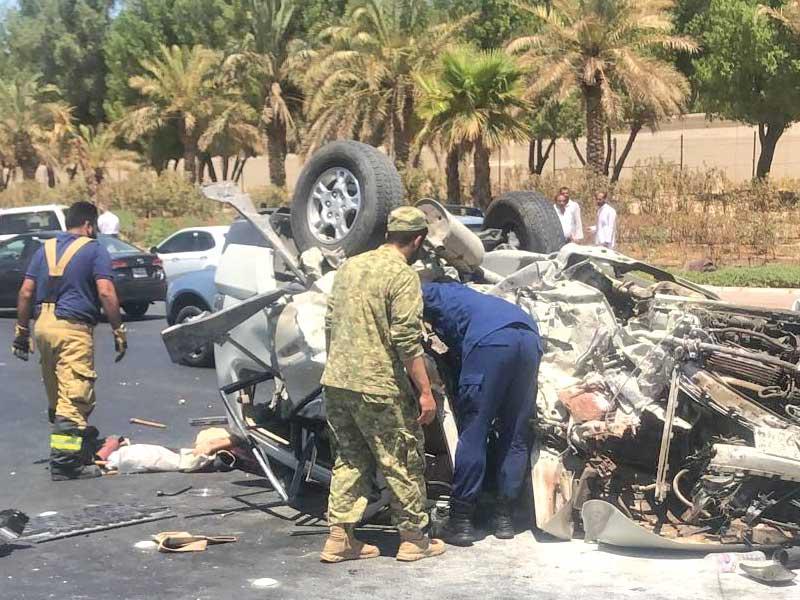 جانب من الحادث أمس