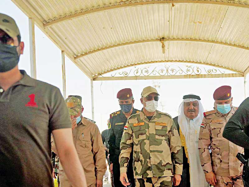 رئيس مجلس الوزراء العراقي مصطفى الكاظمي في الطارمية أمس 