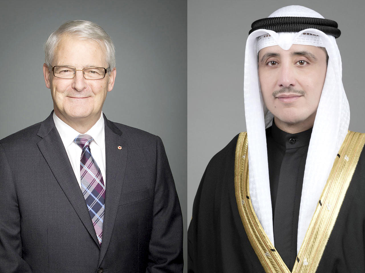 وزير الخارجية الشيخ أحمد ناصر الصباح ونظيره الكندي مارك غارنو