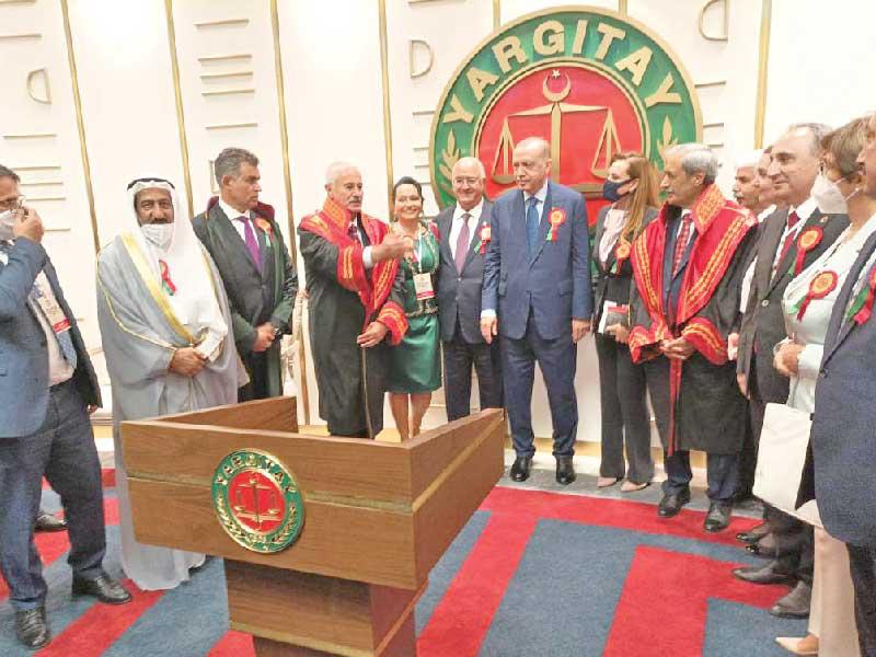  الرئيس التركي رجب طيب اردوغان والعجيل خلال افتتاح السنة القضائية التركية الجديدة 