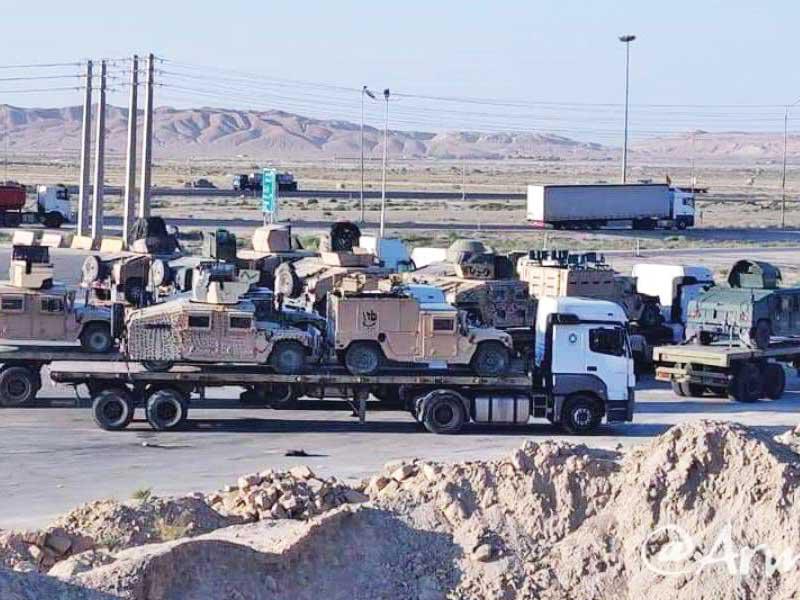 صورة تداولها نشطاء تظهر شاحنات قيل إنها تنقل المعدات والمدرعات الأميركية داخل إيرانn