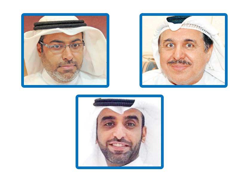 رئيس قسم المحاسبة في كلية العلوم الإدارية بجامعة الكويت د. صادق البسام - أستاذ الكيمياء في كلية العلوم بالجامعة د. علي بومجداد -  أستاذ اللغة العربية في كلية الآداب بالجامعة د. يوسف العويهان