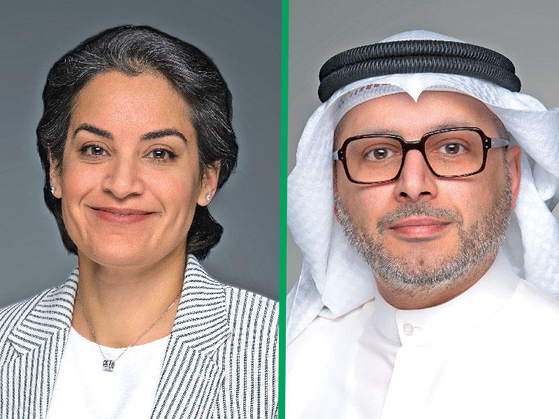 محمد سعود العصيمي الرئيس التنفيذي لبورصة الكويت - نورة العبدالكريم رئيسة قطاع الأسواق في بورصة الكويت