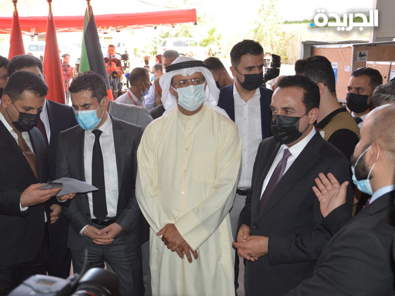 جانب من مراسم توفير المستلزمات الطبية المقدمة من الكويت
