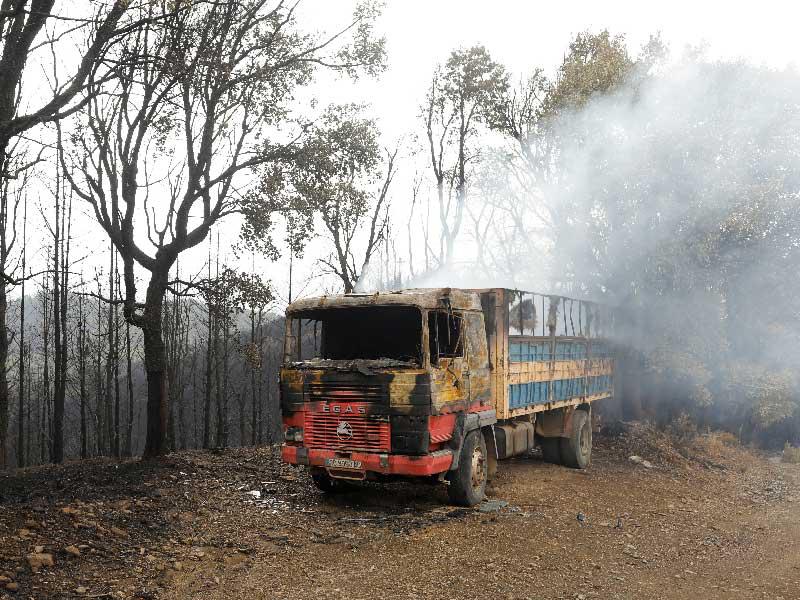 حريق شاحنة في أسبانيا