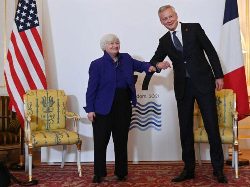 وزيرة الخزانة الأميركية جانيت يلين ووزير الاقتصاد الفرنسي برونو لومير 