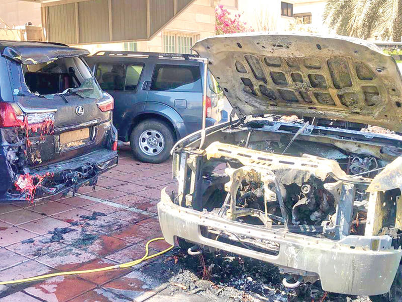 اثار الحريق في حادث الجابرية