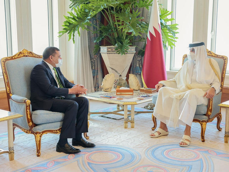 أمير قطر تميم بن حمد و رئيس الحكومة الليبية عبدالحميد الدبيبة