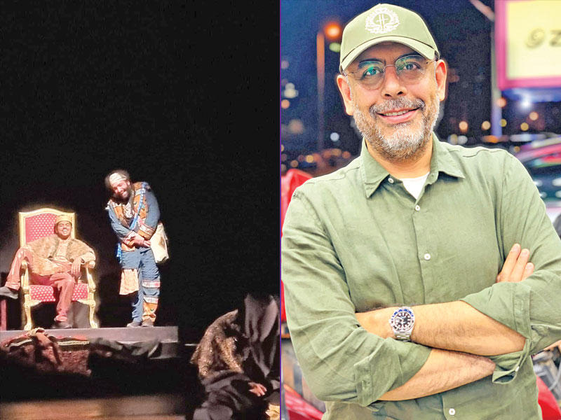 رئيس قسم التمثيل والإخراج المسرحي الدكتور فهد العبدالمحسن - مشهد من المسرحية 