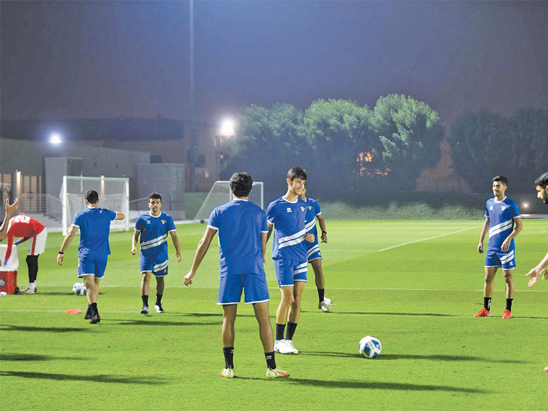 جانب من أحد تدريبات المنتخب الأولمبي في قطر