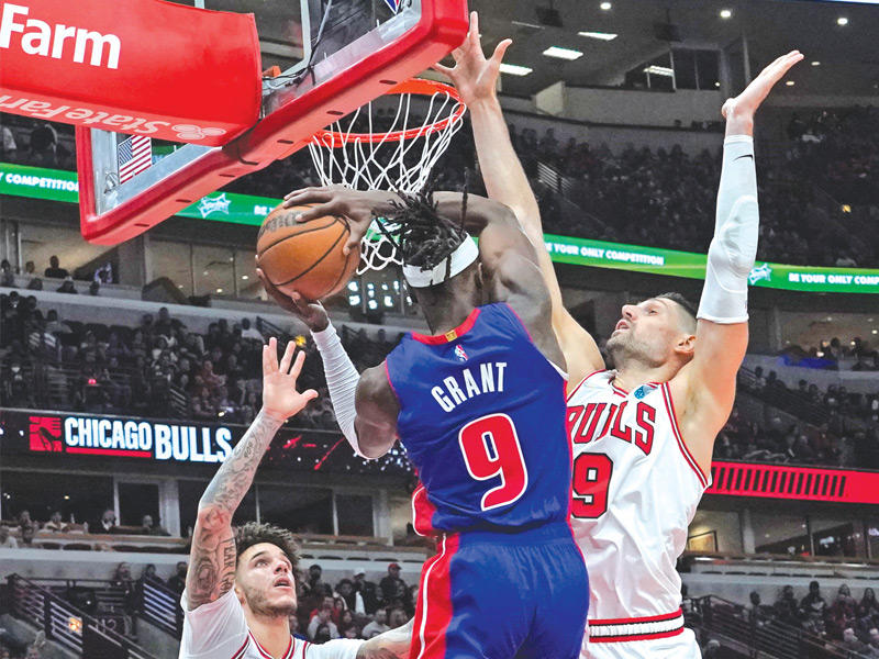 جانب من مواجهة شيكاغو مع ديترويت بيستونز