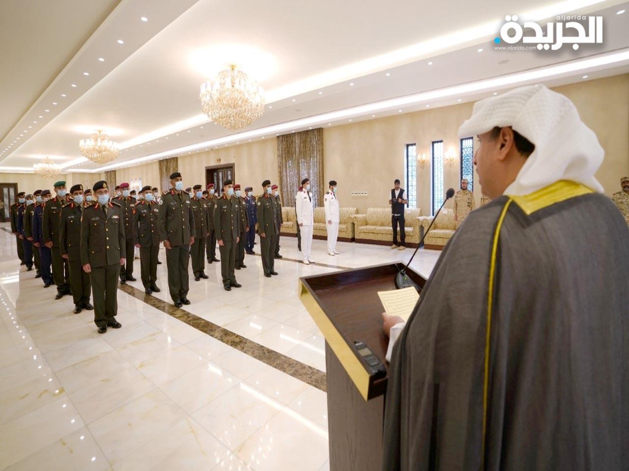 نائب رئيس مجلس الوزراء ووزير الدفاع الشيخ حمد جابر العلي الصباح يلقي كلمته خلال مراسم التقليد
