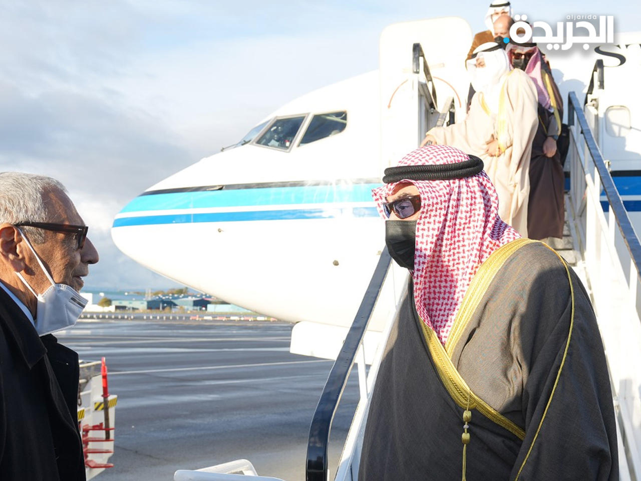 سمو الشيخ صباح الخالد الصباح لدى وصوله غلاسكو