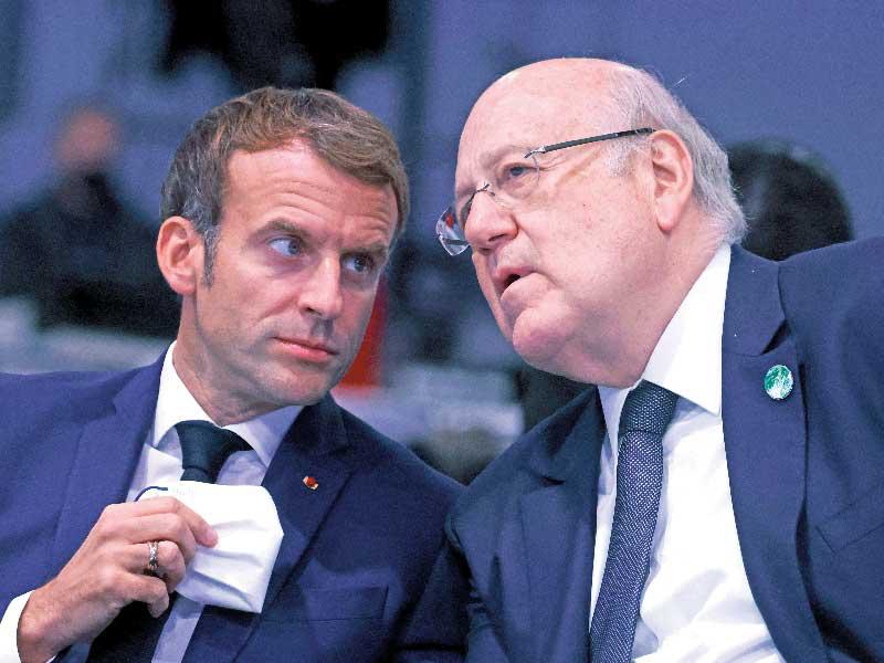 ميقاتي وماكرون خلال القمة أمس