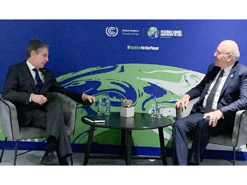 رئيس الحكومة اللبنانية نجيب ميقاتي و​وزير الخارجية​ الأميركية أنتوني بلينكن في «غلاسكو» 