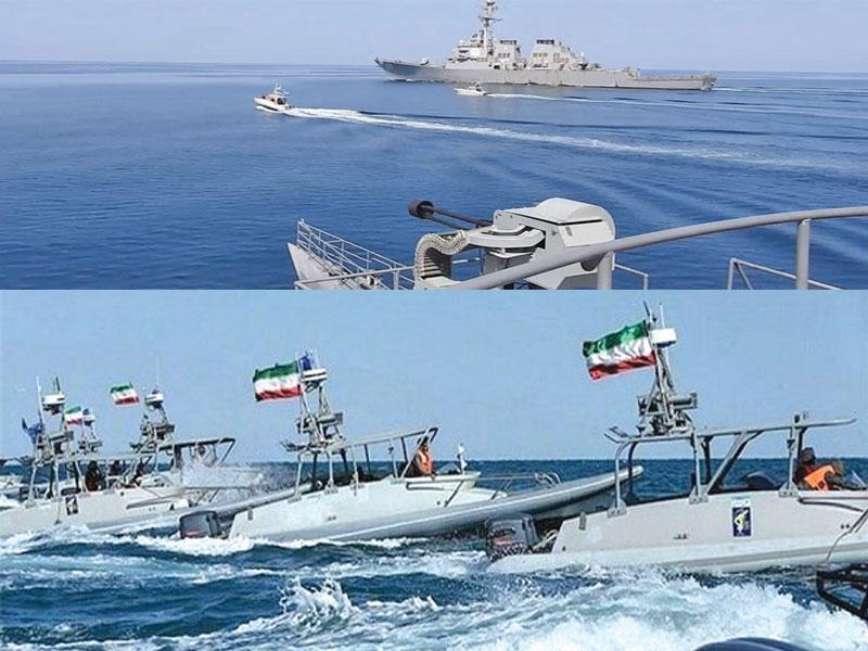 صورتان نشرهما موقع «الحرس الثوري» قال إنهما تظهران المواجهة البحرية في الخليج قبل 9 أيام 