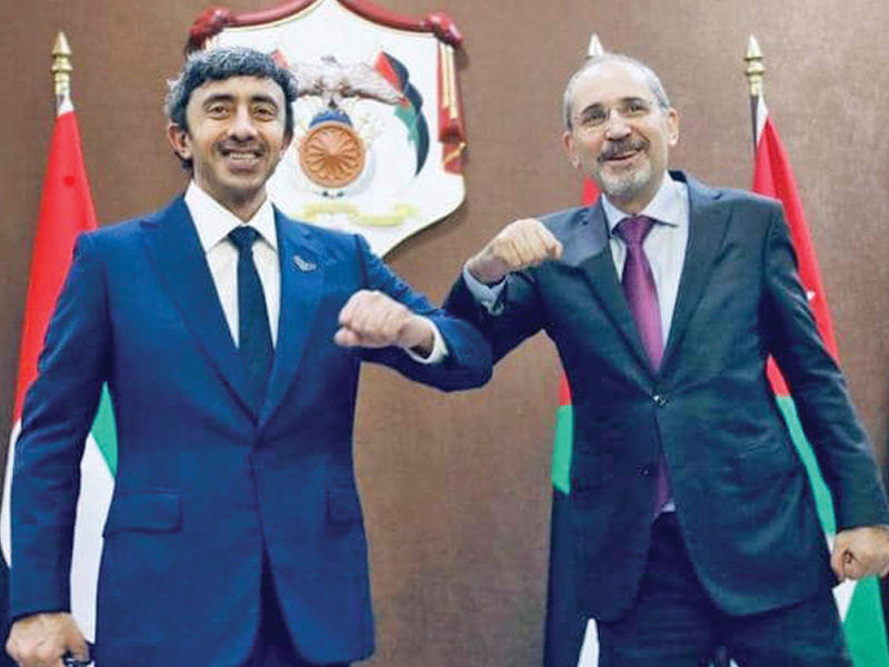  وزير الخارجية الأردني أيمن الصفدي ونظيره الإماراتي عبدالله بن زايد