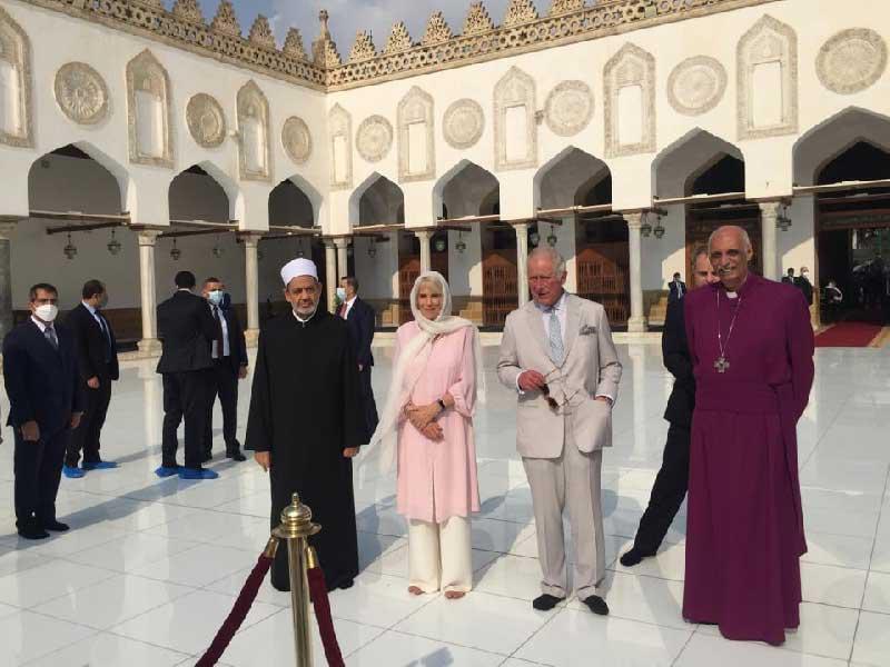 شيخ الأزهر أحمد الطيب يستقبل ولي العهد البريطاني الأمير تشارلز أمير ويلز وزوجته الأميرة كاميلا دوقة كورنوال في الجامع الأزهر