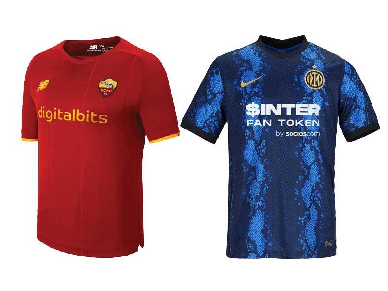 قميص نادي انتر ميلان ورعاية «سوسيوس.كوم» - قميص نادي روما ورعاية «ديجيتال بيتس»