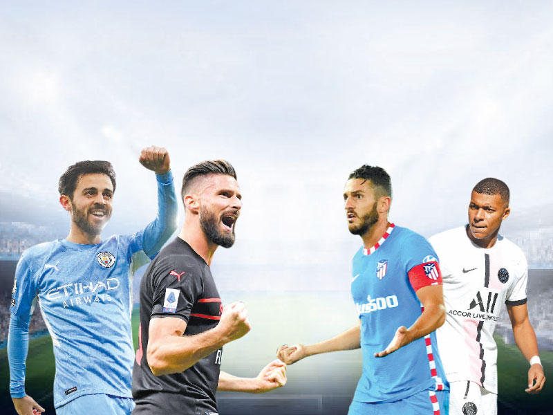 مبابي نجم باريس - كوكي نجم اتلتيكو - جيرو نجم ميلان - برناردو سيلفا نجم سيتي