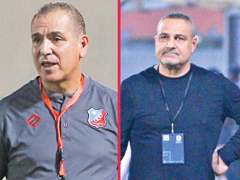 مدرب فريق اليرموك لكرة القدم أحمد حيدر  - مدرب كاظمة البوسني داركو نيستروفيتش 