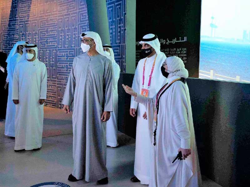 ولي عهد ابوظبي الشيخ محمد بن زايد اثناء زيارته لجناح الكويت في اكسبو 2020 دبي