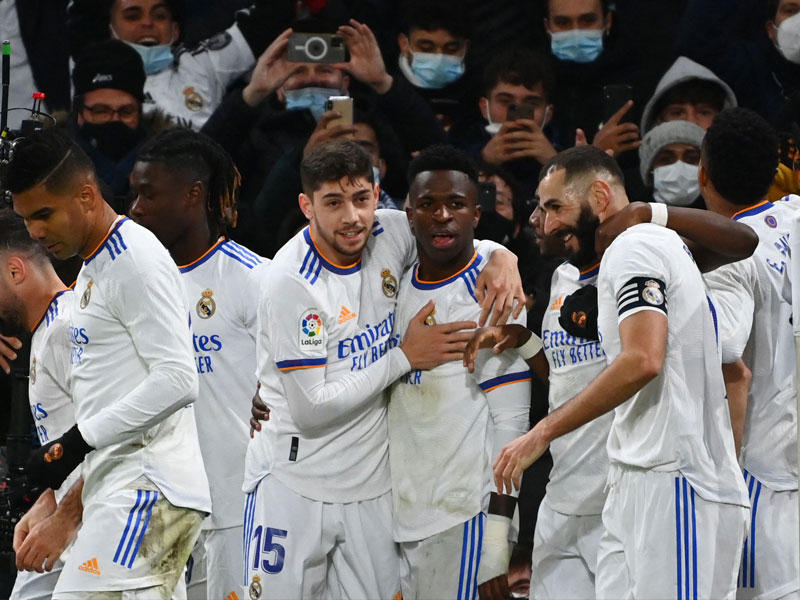 فرحة لاعبي ريال مدريد بهدف الفوز