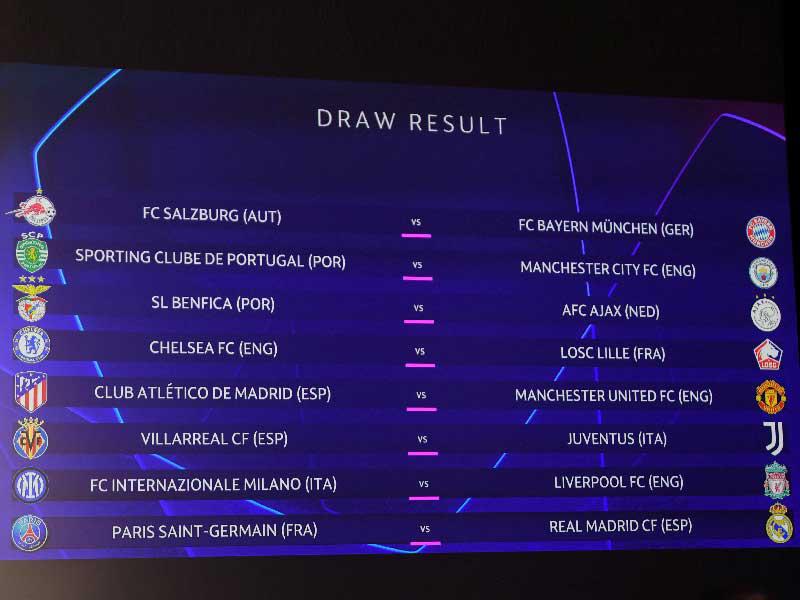 نتيجة قرعة دور الـ 16 ببطولة دوري أبطال أوروبا لكرة القدم