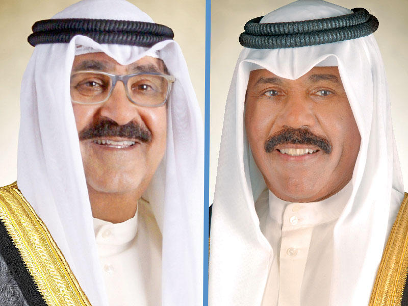 صاحب السمو أمير البلاد الشيخ نواف الأحمد - صاحب السمو سمو ولي العهد الشيخ مشعل الأحمد