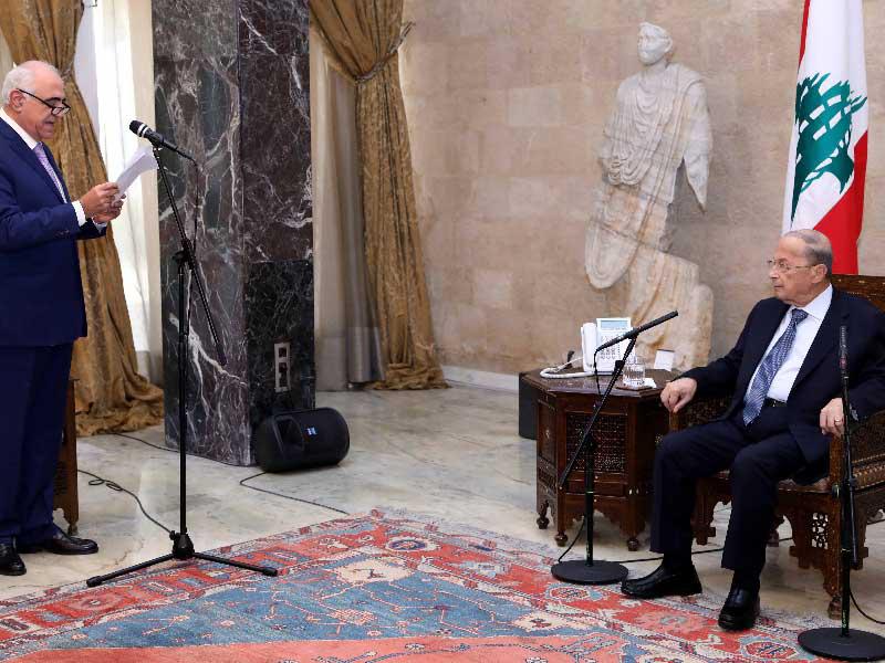 نقيب المحررين يلقي كلمة خلال لقاء عون (دالاتي ونهرا) 