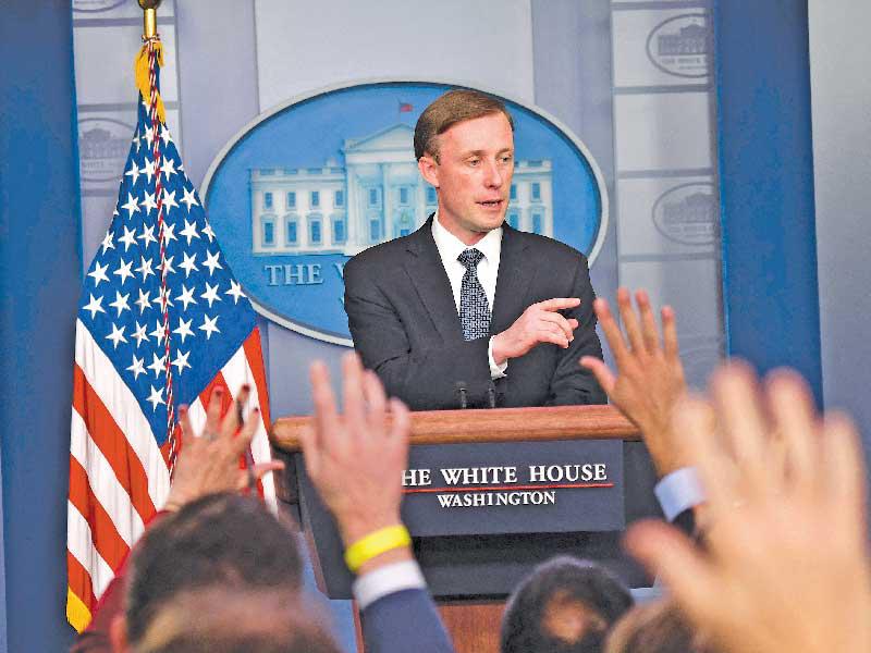 سوليفان خلال مؤتمر صحافي في البيت الأبيض (أ ف ب)