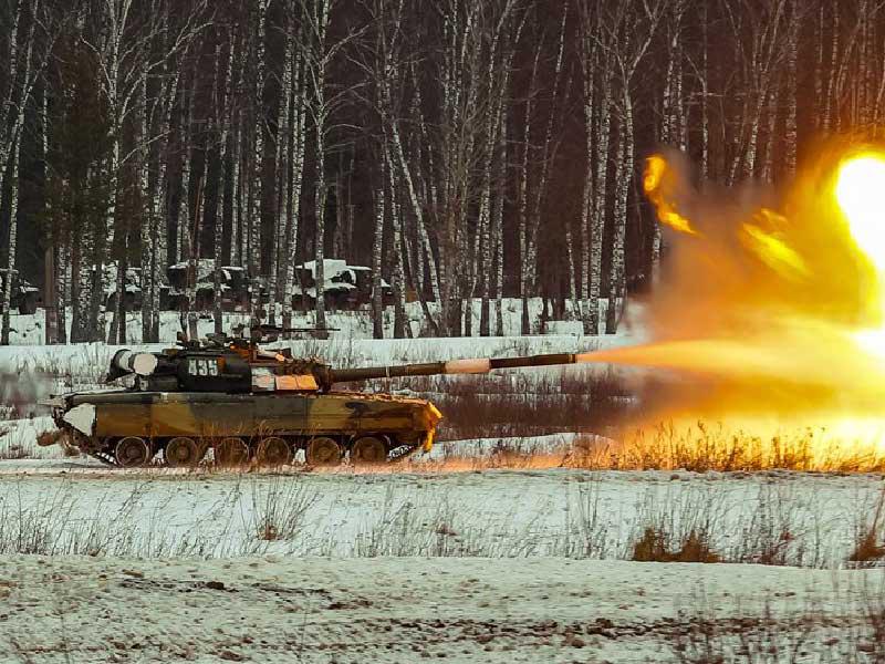 تمرين للمنطقة العسكرية الغربية خارج موسكو أمس t(وزارة الدفاع الروسية)